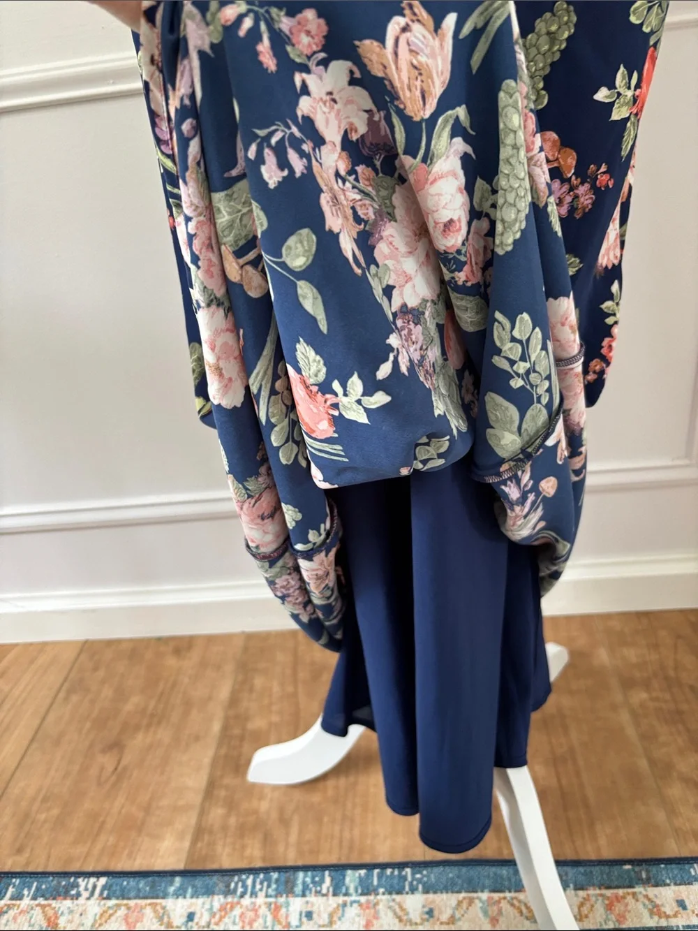 Abercrombie & Fitch Floral Fruits Cutout Maxi Dress Navy Cap Sleeve Size Medium